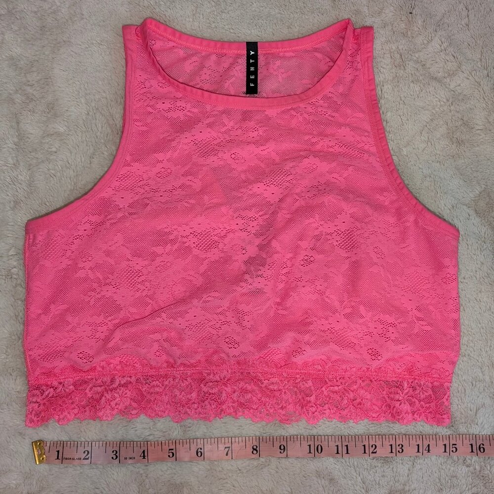 Savage X Fenty size XL High Neck Lace Sports Bra Neon Pink